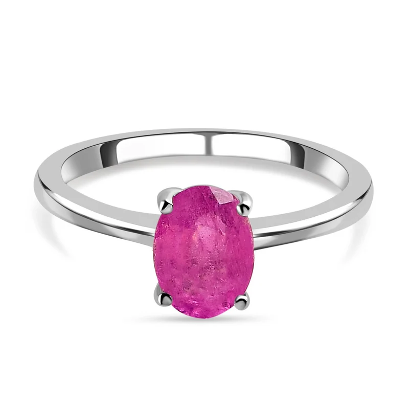 Ilakaka Rosa Saphir (Fissure gefüllt) Ring, 925 Silber platiniert ca. 2.13 ct