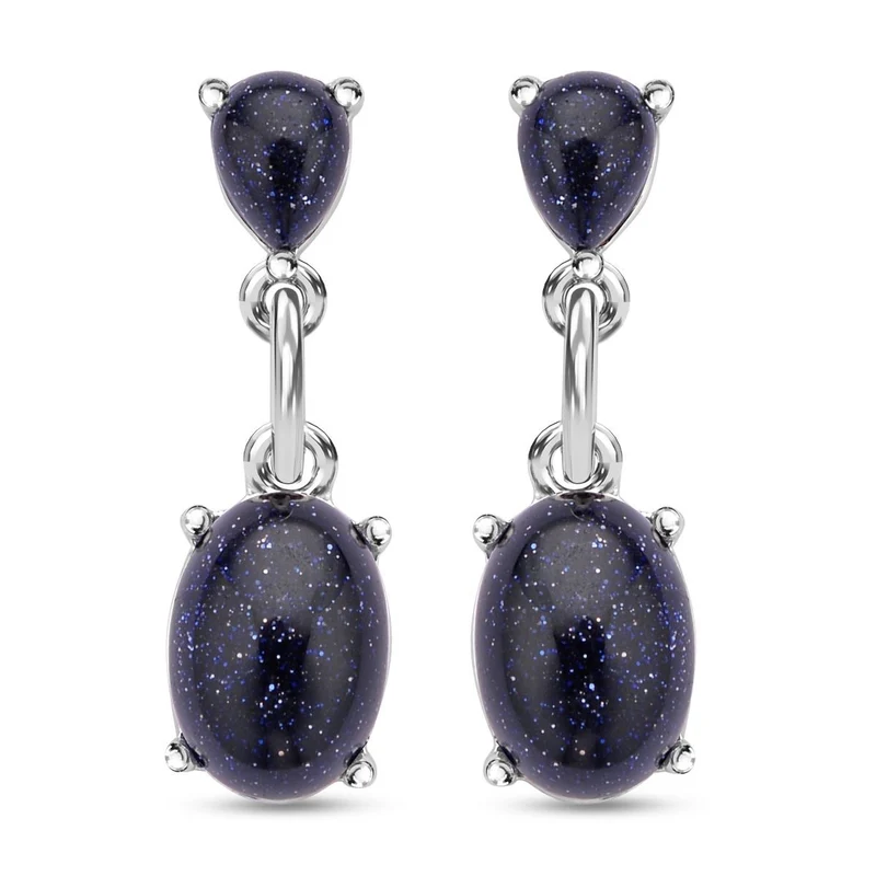 Blaue Sandstein Ohrringe, silberfarben, ca. 25.00 ct