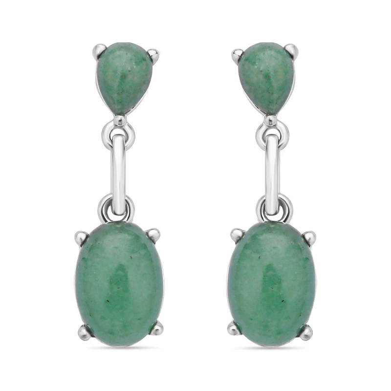 Grüne Aventurin Ohrringe, silberfarben ca. 25.00 ct