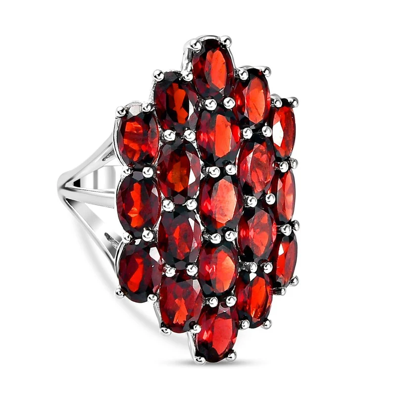 Mosambik Granat Ring, 925 Silber platiniert ca. 8.00 ct