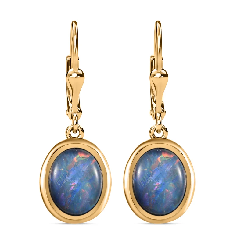 Boulder Opal Triplette Ohrringe, 925 Silber vergoldet ca. 6.00 ct