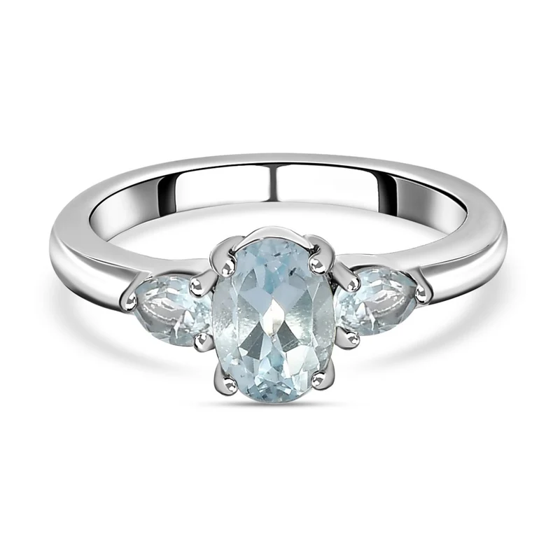 Himmelblauer Topas Ring, Edelstahl ca. 1,28 ct