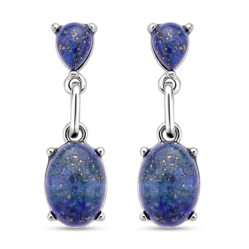 Lapislazuli Ohrringe, silberfarben ca. 25.00 ct