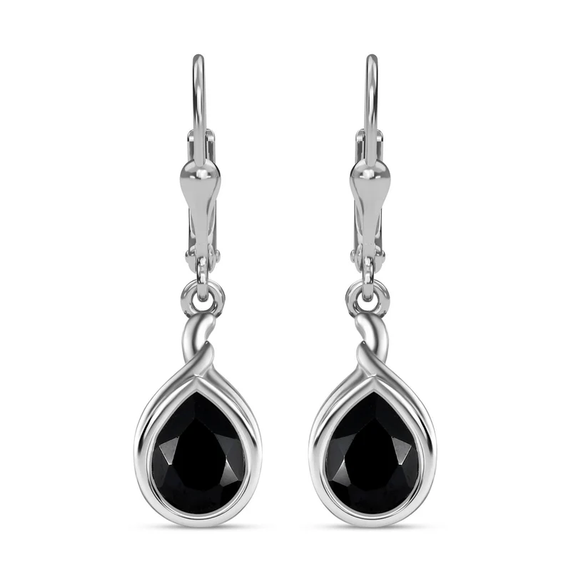 Schwarze Spinell Ohrringe, 925 Silber platiniert ca. 5.65 ct