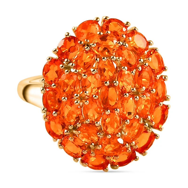 Salamanca Feueropal Ring, 925 Silber Gelbgold Vermeil , ca. 3.75 ct
