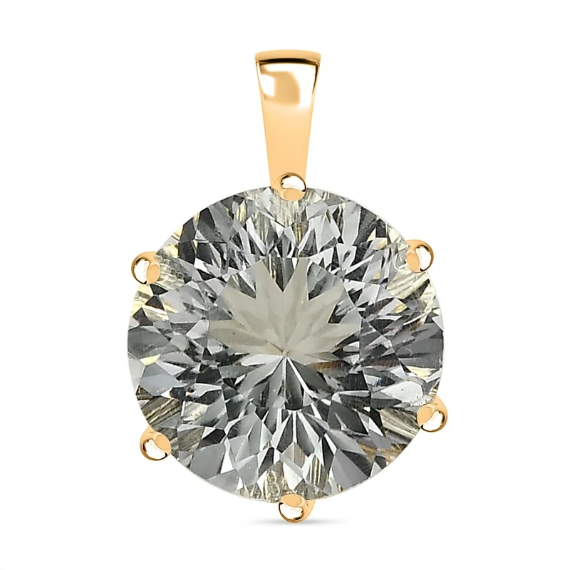 120 Facetten Prasiolith Anhänger, 925 Silber Gelbgold Vermeil, ca. 6.42 ct