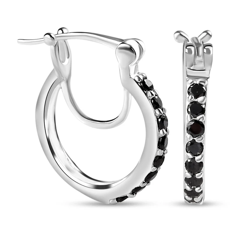 Schwarze Zirkonia Ohrringe, 925 Silber ca. 0,98 ct