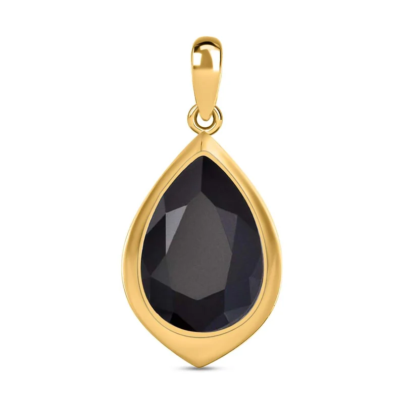 Schwarzer Spinell Anhänger, 925 Silber vergoldet ca. 9,07 ct