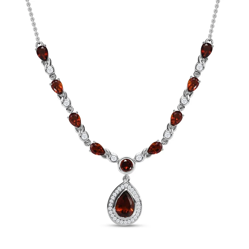 Kirsch Citrin Collier, ca. 45 cm, 925 Silber Platiniert, ca. 5.81 ct