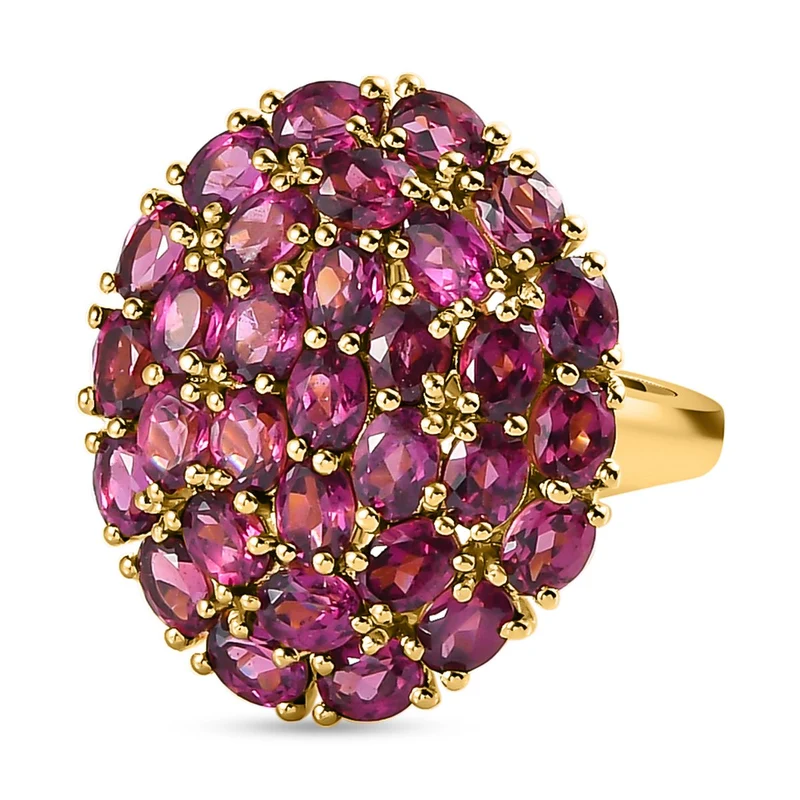 Rhodolith Granat Ring, 925 Silber Gelbgold Vermeil ca. 6,98 ct