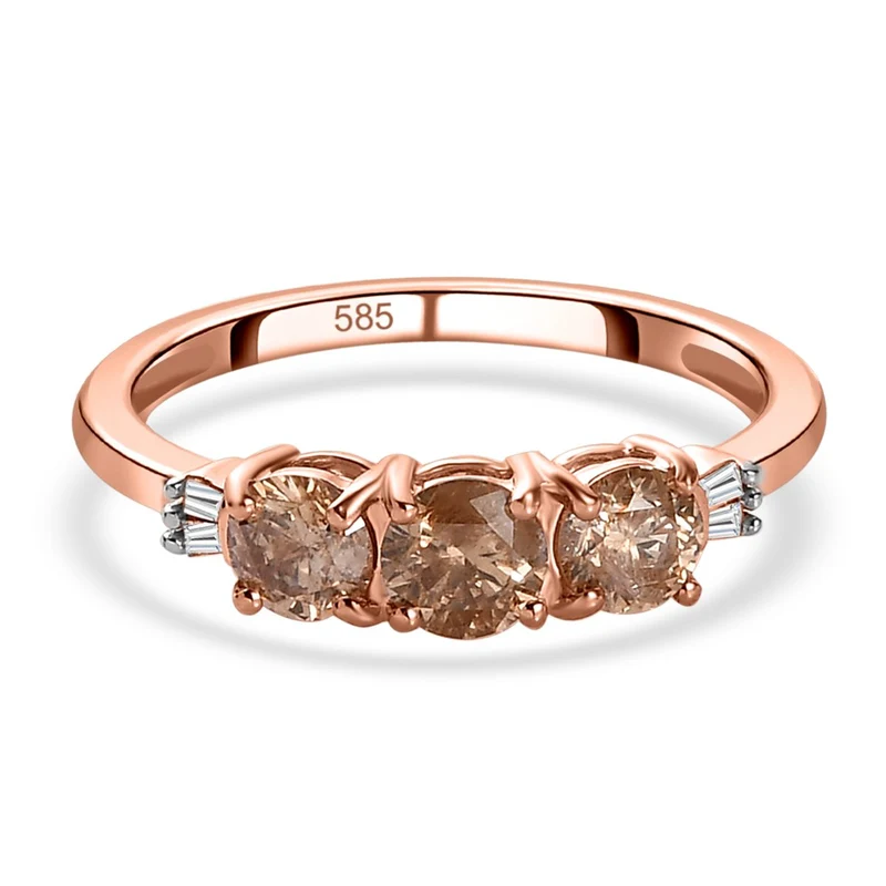 Natürlicher Champagner Diamant, SGL zertifiziert-Ring, 585 Roségold ca. 1.00 ct