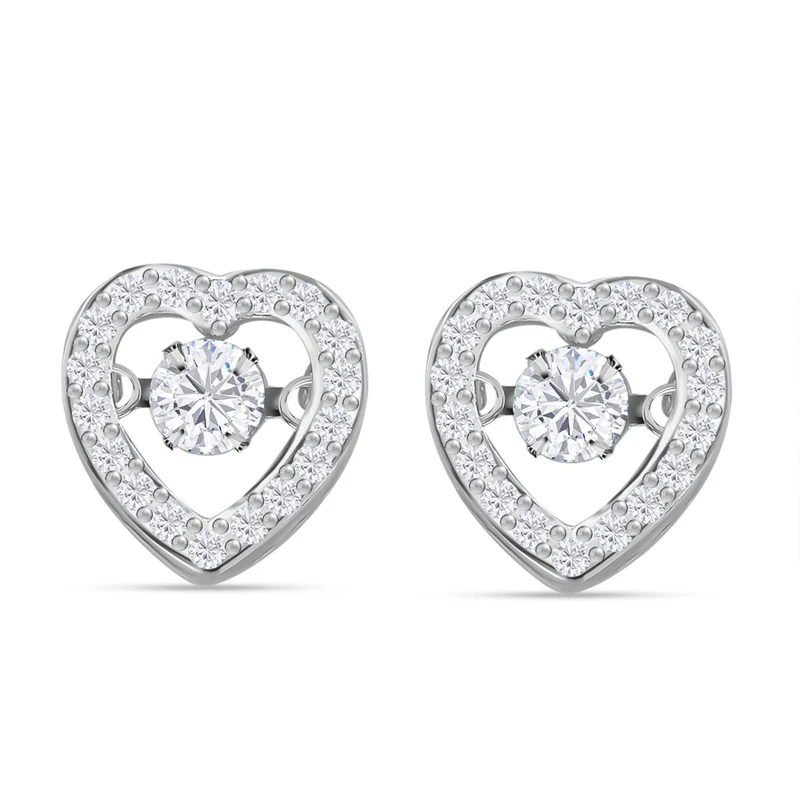 Weiße Zirkonia Ohrringe in Herzform, 925 Silber rhodiniert, ca. 1,50 ct
