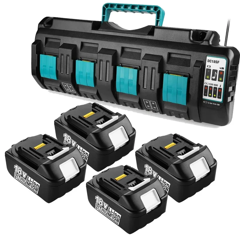 BL1860 8Ah für Makita & 4-Port 18V Lithium-Ionen-Ladegerät DC18SF 14,4V-18V Lithiumbatterie BL1890 BL1860 BL1850 BL1430