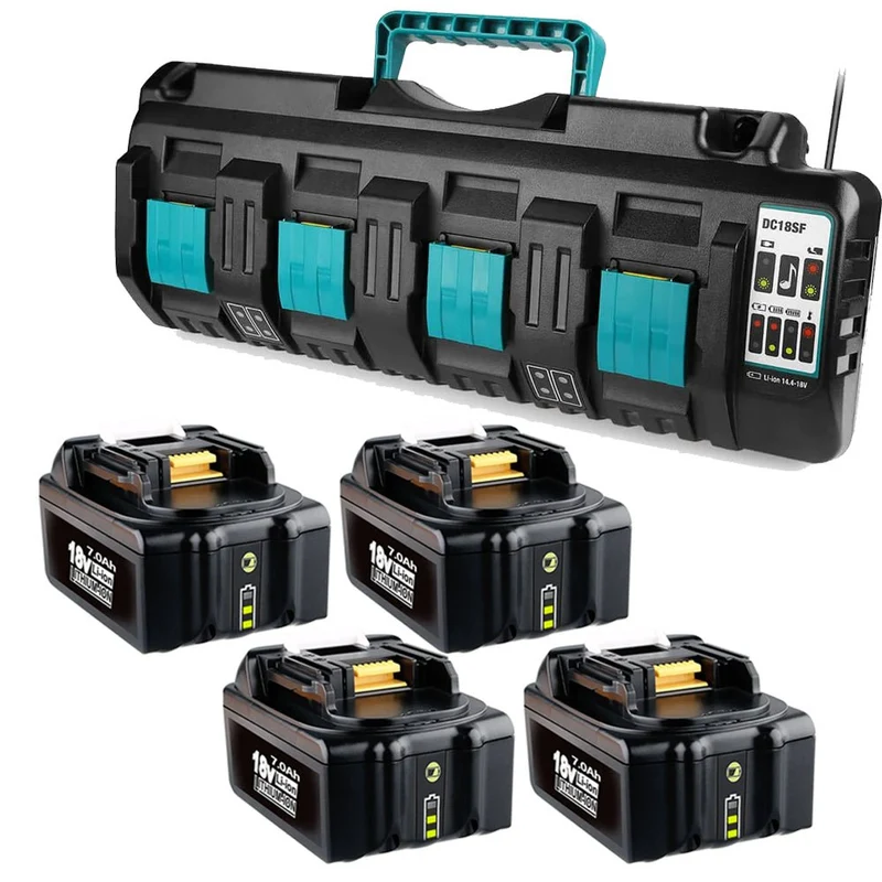 BL1860B 7Ah & 4-Port 18V Lithium-Ionen-Ladegerät für Makita DC18SF 14,4V-18V Lithiumbatterie BL1890B BL1860 BL1850B BL1430