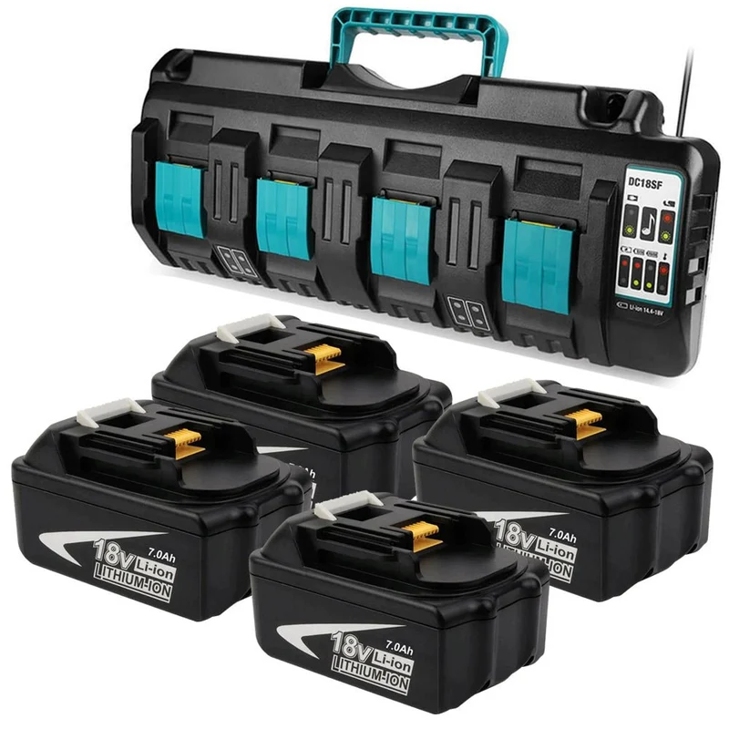 BL1860 7Ah für Makita & 4-Port 18V Lithium-Ionen-Ladegerät DC18SF 14,4V-18V Lithiumbatterie BL1890B BL1860 BL1850B BL1430