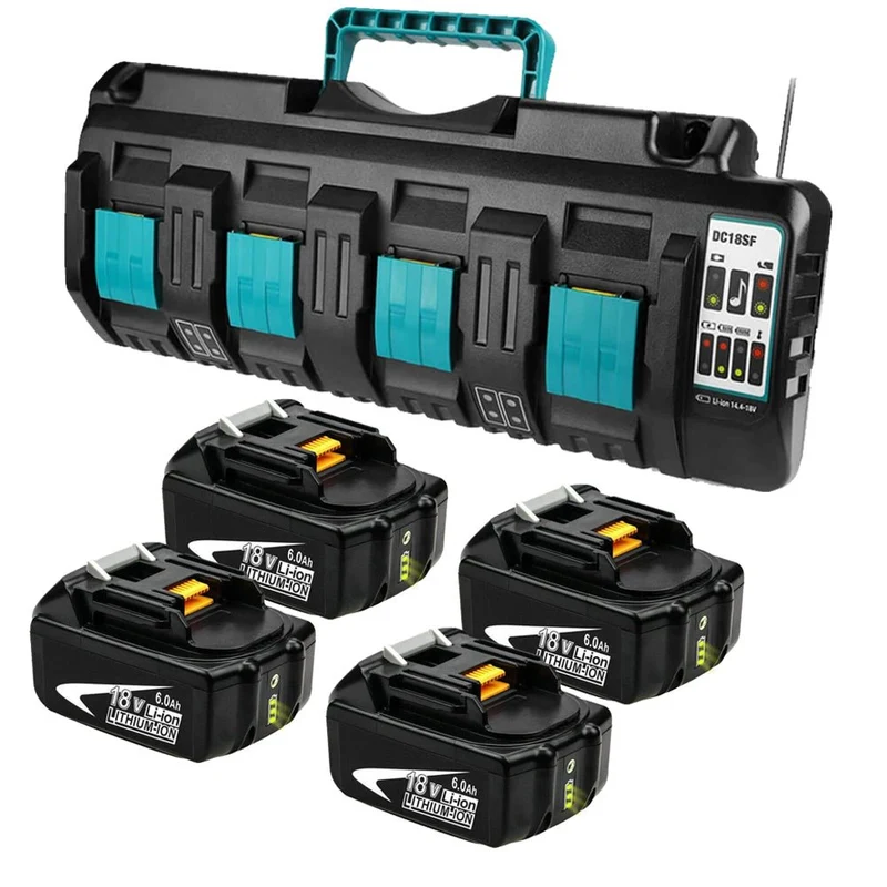 BL1860B 6Ah & 4-Port 18V Lithium-Ionen-Ladegerät für Makita DC18SF 14,4V-18V Lithiumbatterie BL1890B BL1860 BL1850B BL1430