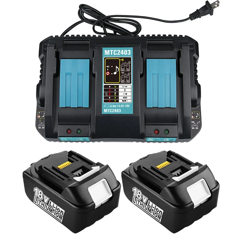für Makita BL1860 8Ah & Dual Port Ladegerät Starter Pack/Ersatz ladegerät 18V Batterieladegerät DC18RD Makita 18V LXT Lithium-Ionen-Akku