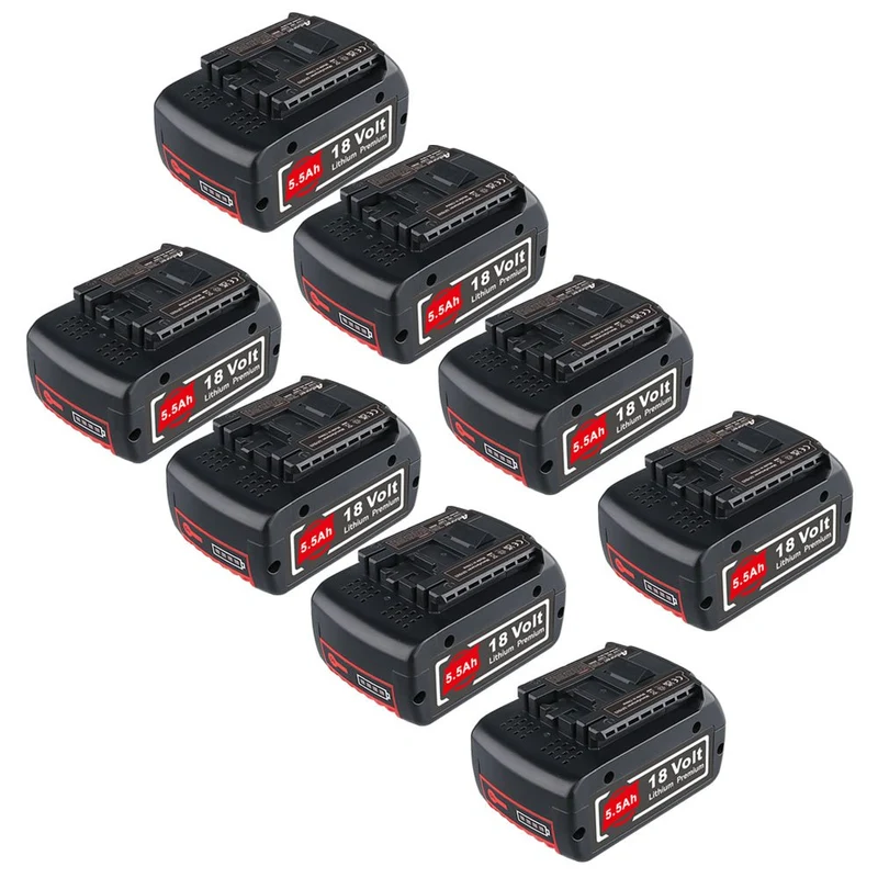 18V 5.5Ah 8 Stück Für Bosch BAT610G Li-ion Akku Ersatz mit LED /Kompatibel mit BAT609 BAT610G BAT618G BAT620 BAT621