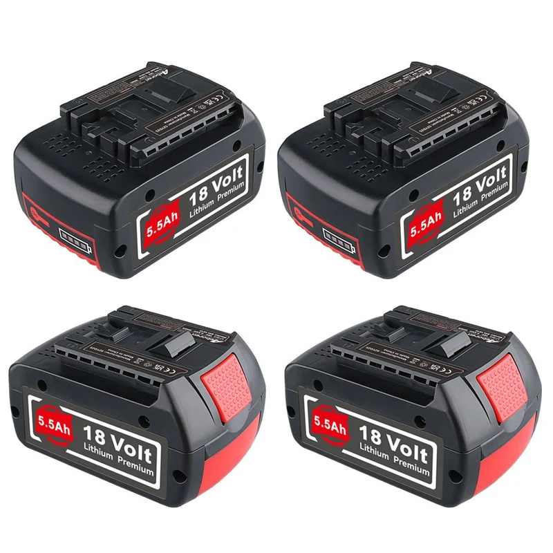 18V 5.5Ah 4 Stück Für Bosch BAT610G Li-ion Akku Ersatz mit LED / Kompatibel mit BAT609 BAT610G BAT618G BAT620 BAT621