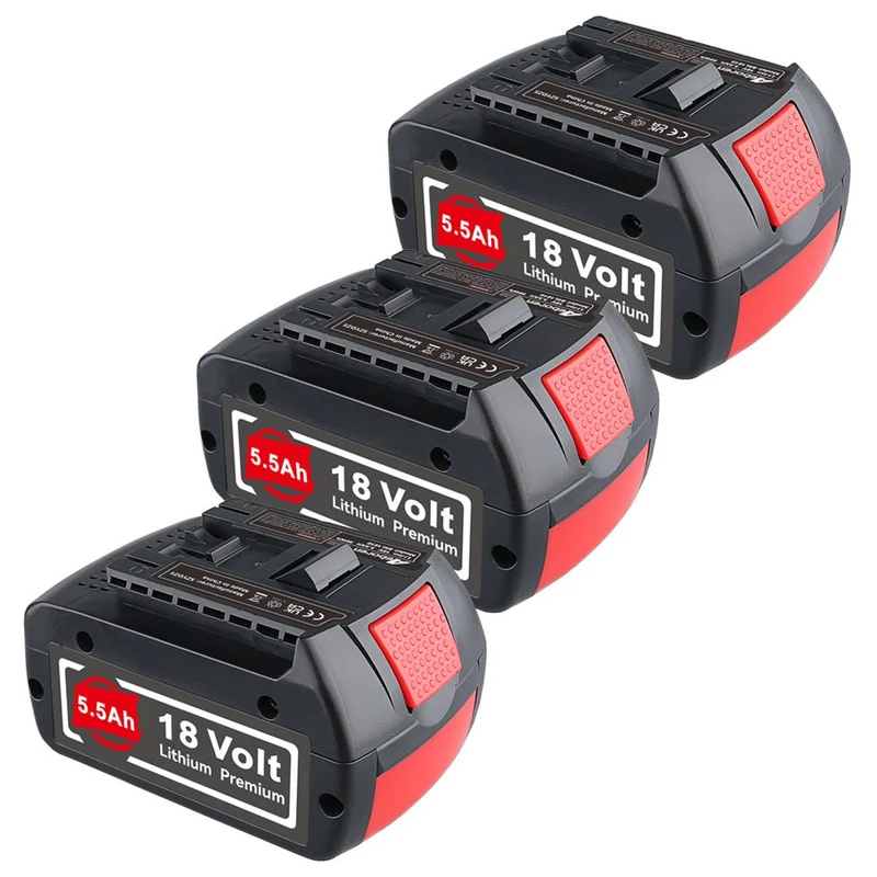 18V 5.5Ah 3 Stück Für Bosch BAT610G Li-ion Akku Ersatz mit LED /Kompatibel mit BAT609 BAT610G BAT618G BAT620 BAT621