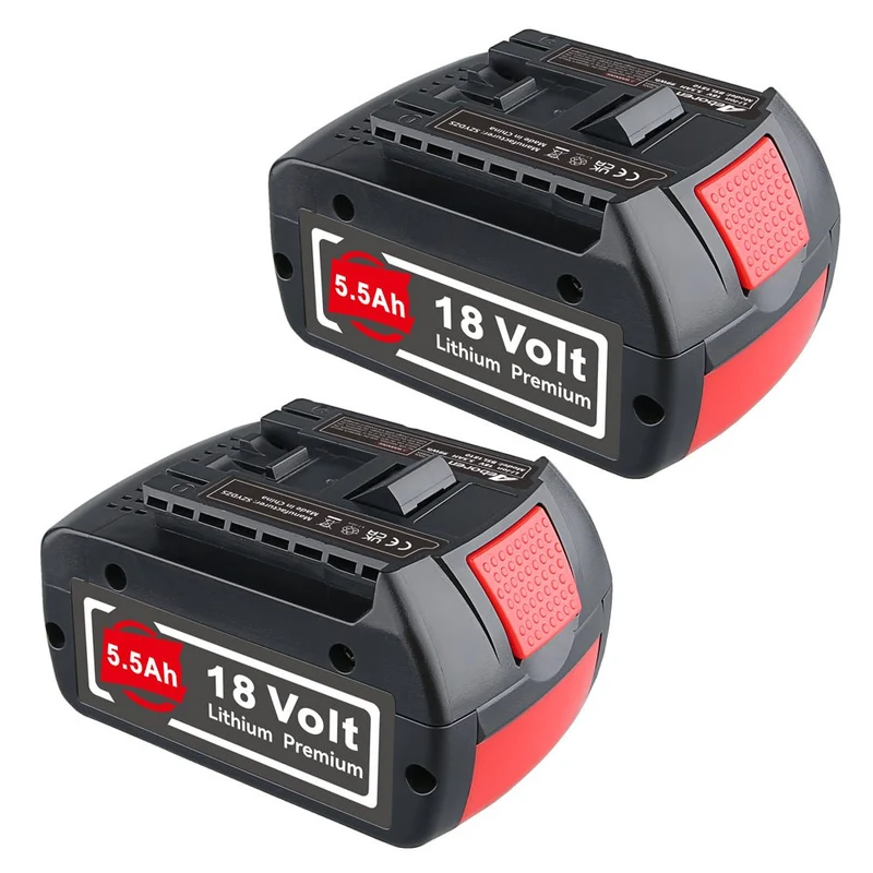 18V 5.5Ah 2 Stück Für Bosch BAT610G Li-ion Akku Ersatz mit LED /Kompatibel mit BAT609 BAT610G BAT618G BAT620 BAT621