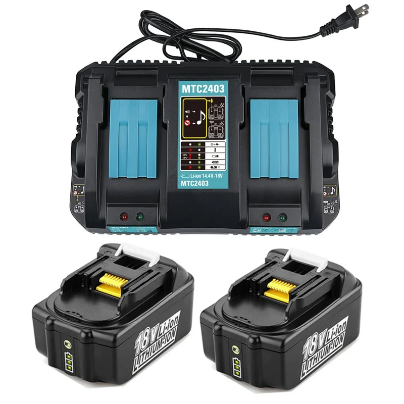für Makita BL1850B 5.5Ah & Dual Port Ladegerät Starter Pack/Ersatz ladegerät 18V Batterieladegerät DC18RD Makita 18V LXT Lithium-Ionen-Akku