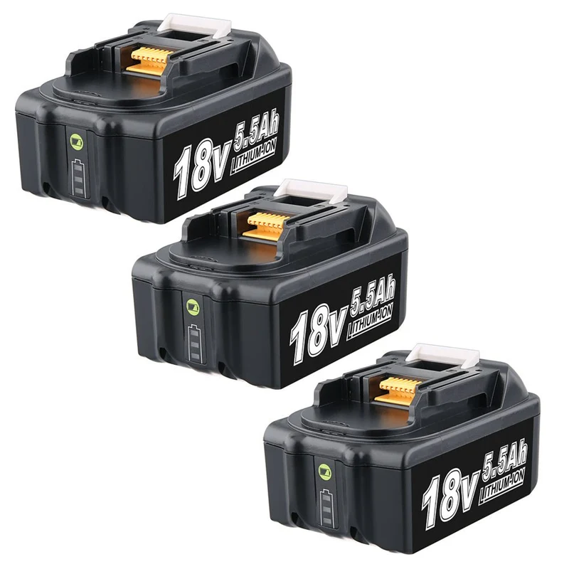18V 5.5Ah BL1850B Ersatzakku für Makita mit LED 3-Stück/Kompatibel mit Makita 18V BL1830B BL1860B BL1820 LXT-400