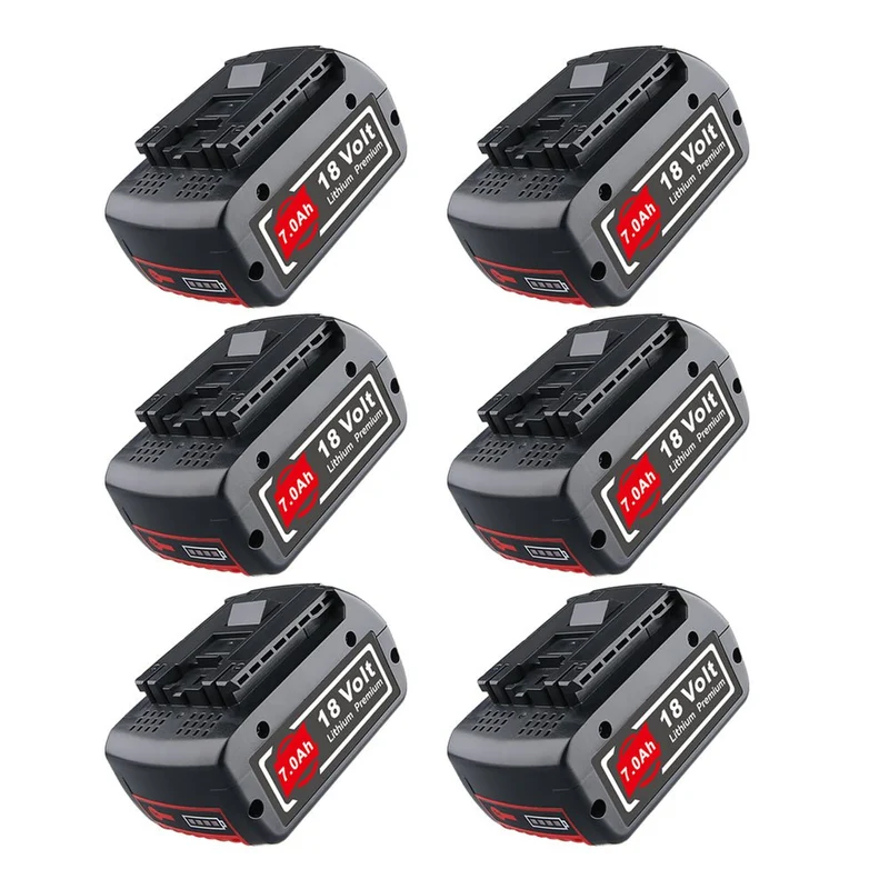 6 Stück 18V 7.0Ah Für Bosch BAT610G Li-ion Akku Ersatz mit LED / Kompatibel mit BAT609 BAT610G BAT618G BAT620 BAT621