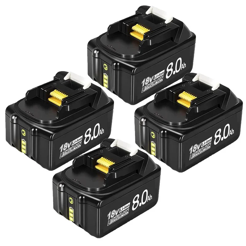 18V 8Ah BL1860B Ersatzakku für Makita mit LED 4-Stück/Kompatibel mit Makita 18V BL1830B BL1860B BL1820 LXT-400