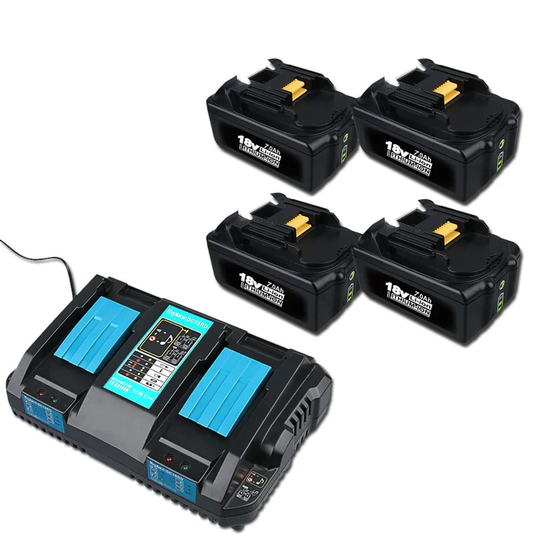 18V 7Ah BL1860B & Dual Port Ladegerät Starter Pack/Ersatz ladegerät für Makita Batterieladegerät DC18RD Makita 18V LXT Lithium-Ionen-Akku