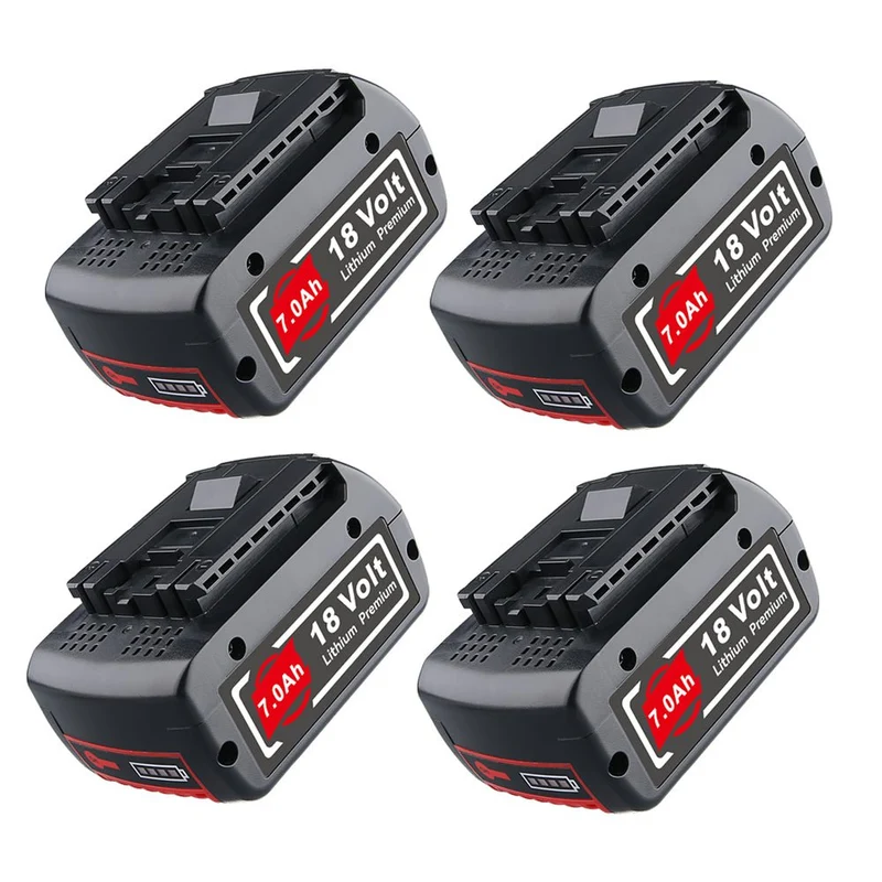 4 Stück 18V 7.0Ah Für Bosch BAT610G Li-ion Akku Ersatz mit LED / Kompatibel mit BAT609 BAT610G BAT618G BAT620 BAT621