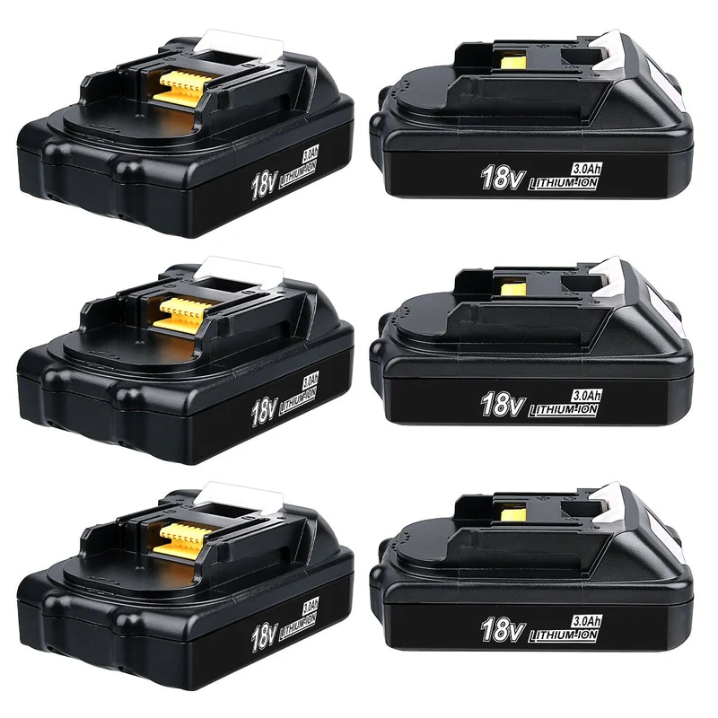 18V 3Ah BL1815 Ersatzakku für Makita 6-Stück/Kompatibel mit Makita 18V BL1830B BL1860B BL1820 LXT-400