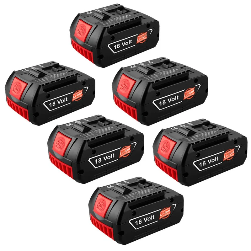 18V 5.0Ah 6 Stück Für Bosch BAT610G Li-ion Akku Ersatz mit LED / Kompatibel mit BAT609 BAT610G BAT618G BAT620 BAT621