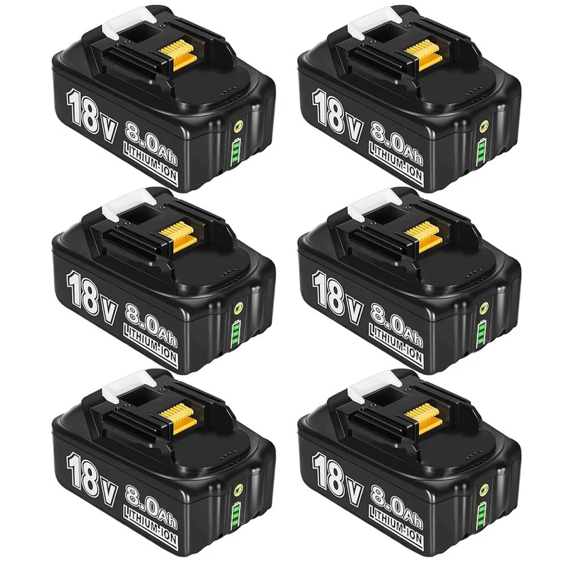 18V 8Ah BL1860B Ersatzakku für Makita mit LED 6-Stück/Kompatibel mit Makita 18V BL1830B BL1860B BL1820 LXT-400