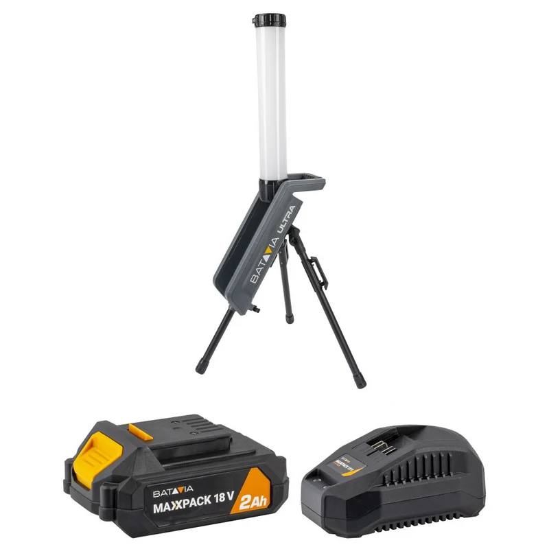 18V Hybrid LED Work Light 360° – Incl. 2.0Ah Battery + Charger